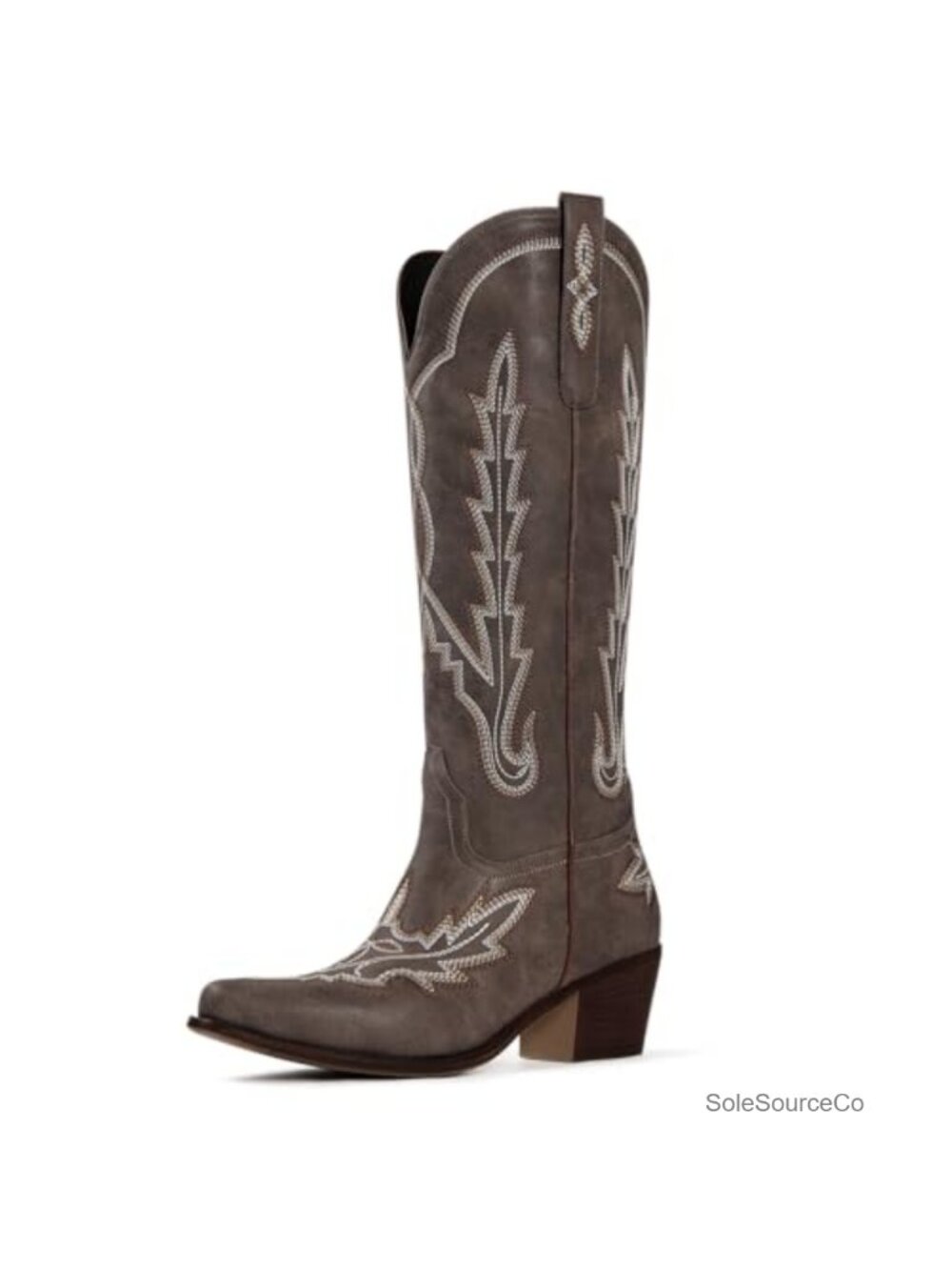 Knee High Cowgirl Boots Embroidered Western Almond Toe